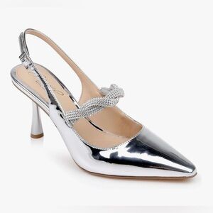 Jewel Badgley Mischka Metallic Slingback Heels
